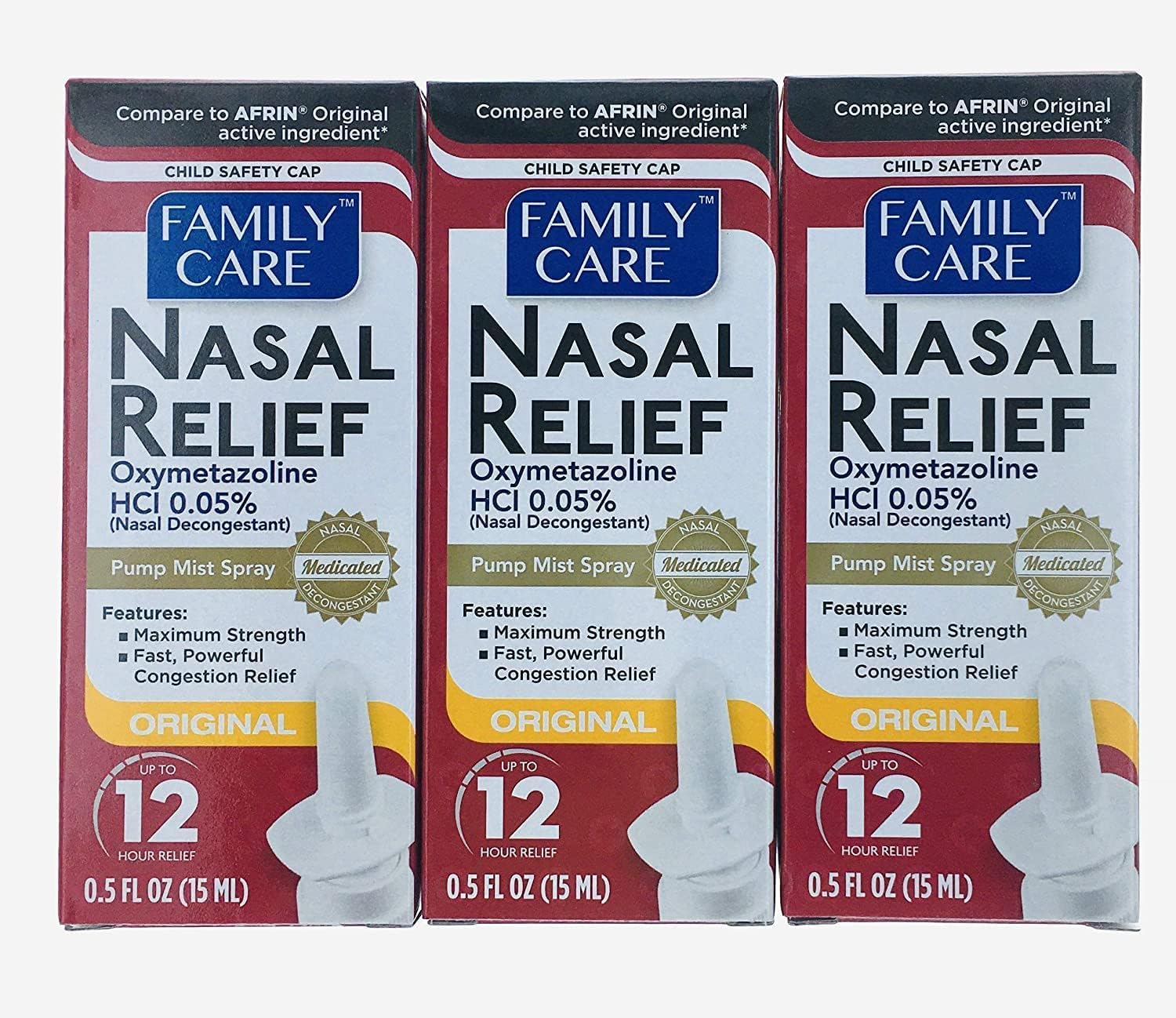 Assured Nasal Relief Spray, 12 Hour Pump Mist Oxymetazoline HCL, 0.5 fl. Oz (6 Pack)