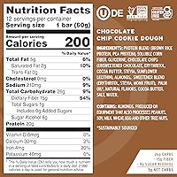 Vista 4 de No Cow Barras de proteínas, masa de galletas con chispas de chocolate, 0.74 oz de proteína vegana a base de plantas, aptas para ceto, bajas