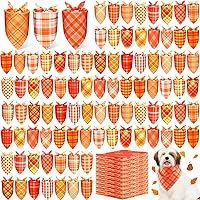 Abbylike 200 Pcs Thanksgiving Dog Bandanas Bulk - Plaid Fall Pet Scarves, 25 Styles for Dogs Cats, Photo Props & Party Accessories