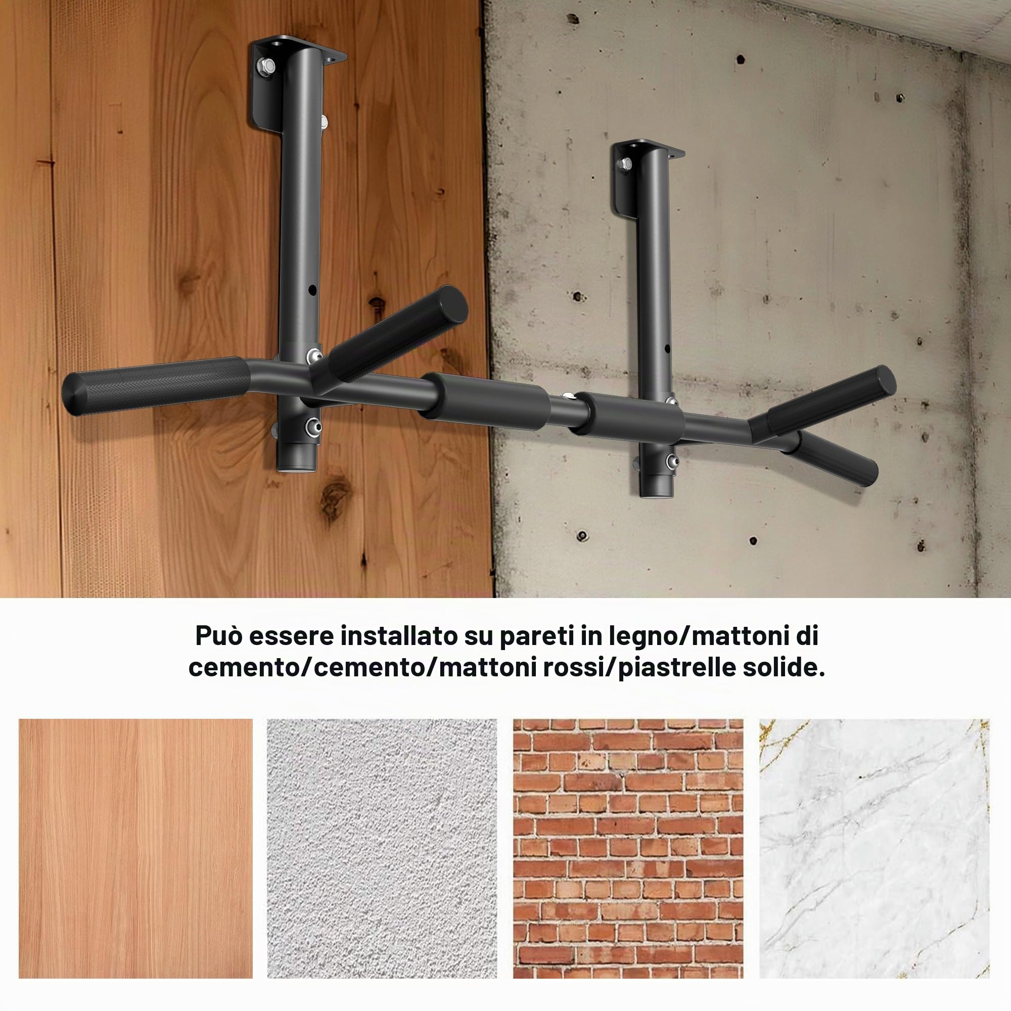 ONETWOFIT Barra per trazioni, montaggio a parete, montaggio a soffitto, 3 in 1, Heavy Duty per allenamento indoor Home Gym (carico massimo 200 kg)