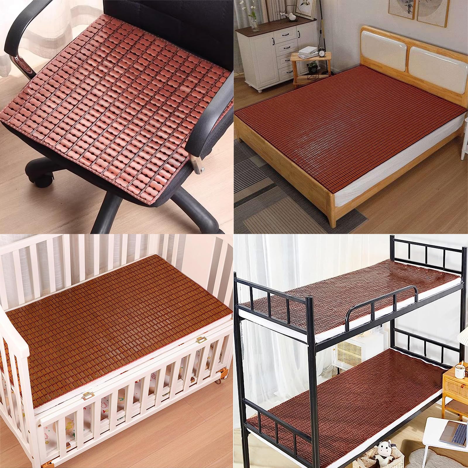 Bambus Sommer-schlafmatten,Bambusmatte Für Bett,Faltbare Bambus-kühlmatratze,Atmungsaktive Karbonisierte Mahjong Matte,für Schlafzimmer,Wohnzimmer,Sofa,Bett (60cm x 120cm)
