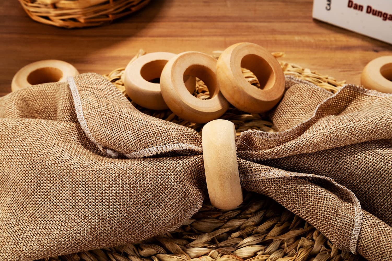 T-shin Napkin Rings Set of 10,Wooden Napkin Holder for Tableware,Table Dinner Decor Favor for Wedding,Birthday,Christmas, Party,Any Occasion Gift,Curtain Ring