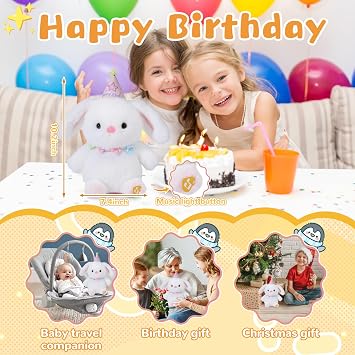 Bunny Stuffed Animal Birthday Interactive Bunny, Plush Toy for Toddler Kids