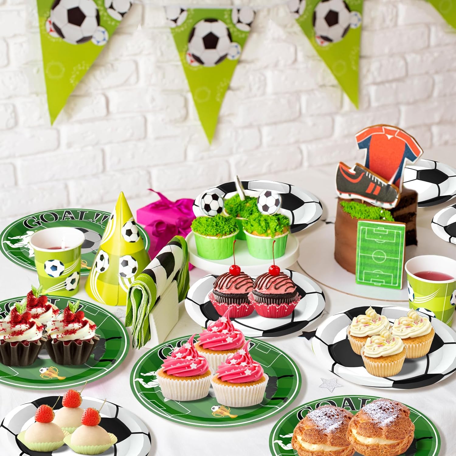 96 Pcs Soccer Plates and Napkins Set Birthday Party Decorations Tableware for Soccer Theme Birthday Party Decorations, Serve 24 - Image 5