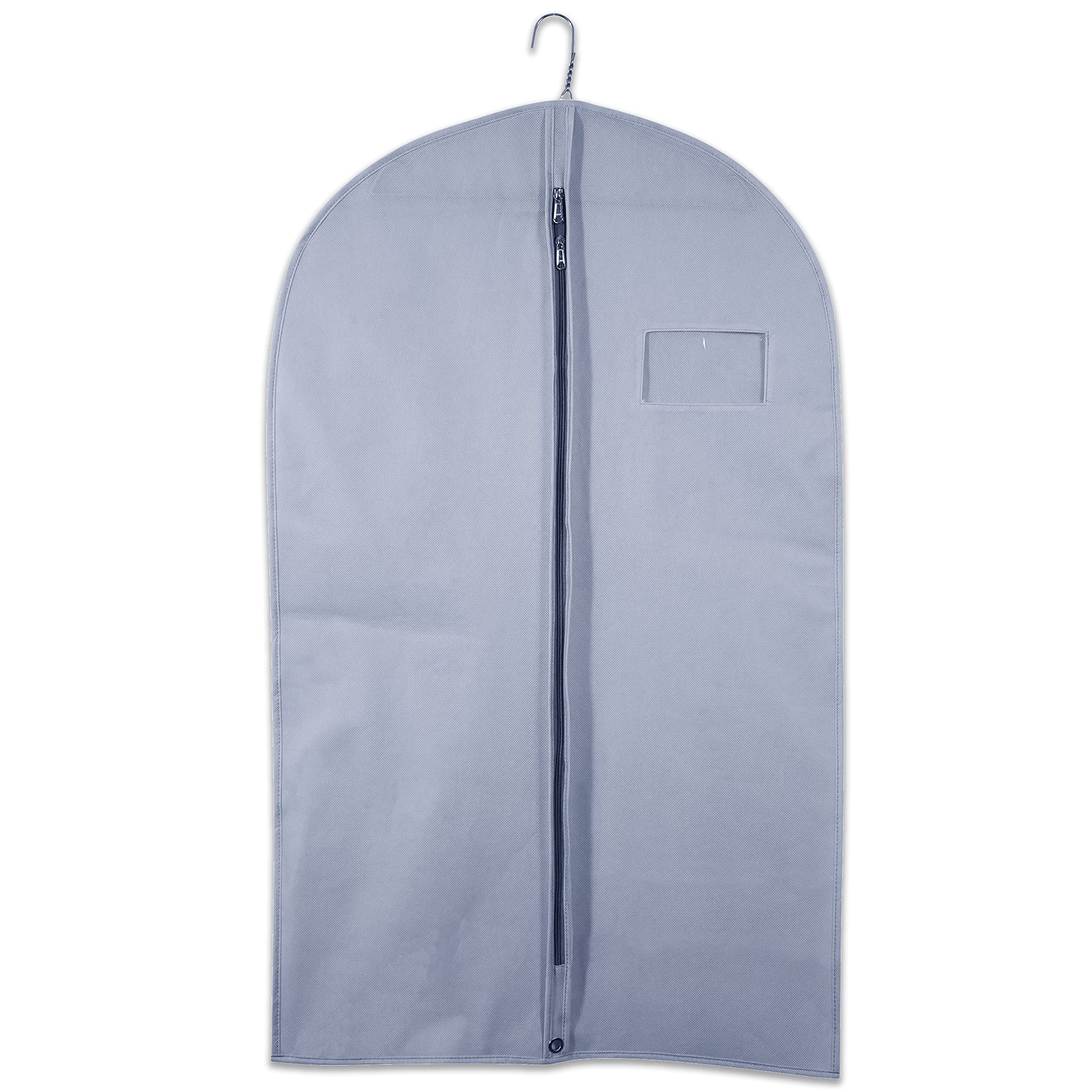 G. Global Trade Breathable Water Resistant Coat Jacket Shirt Suit Cover for Garment 40" Inch. Non Woven Garment Bag Covers for Luggage, Dresses, Linens, Storage (Pack of 3) (Grey).