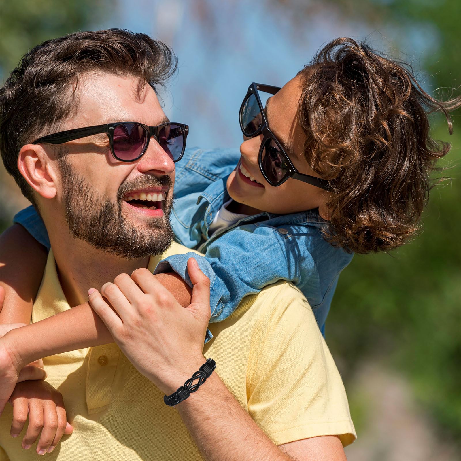 VU100 Regalo per Papà/Figlio/Uomo Bracciale in pelle per Uomo Bracciale Ti Amo Regalo per la Festa del Papà Regalo di compleanno per Figlio Fidanzato Marito Papà-Con Scatola Regalo