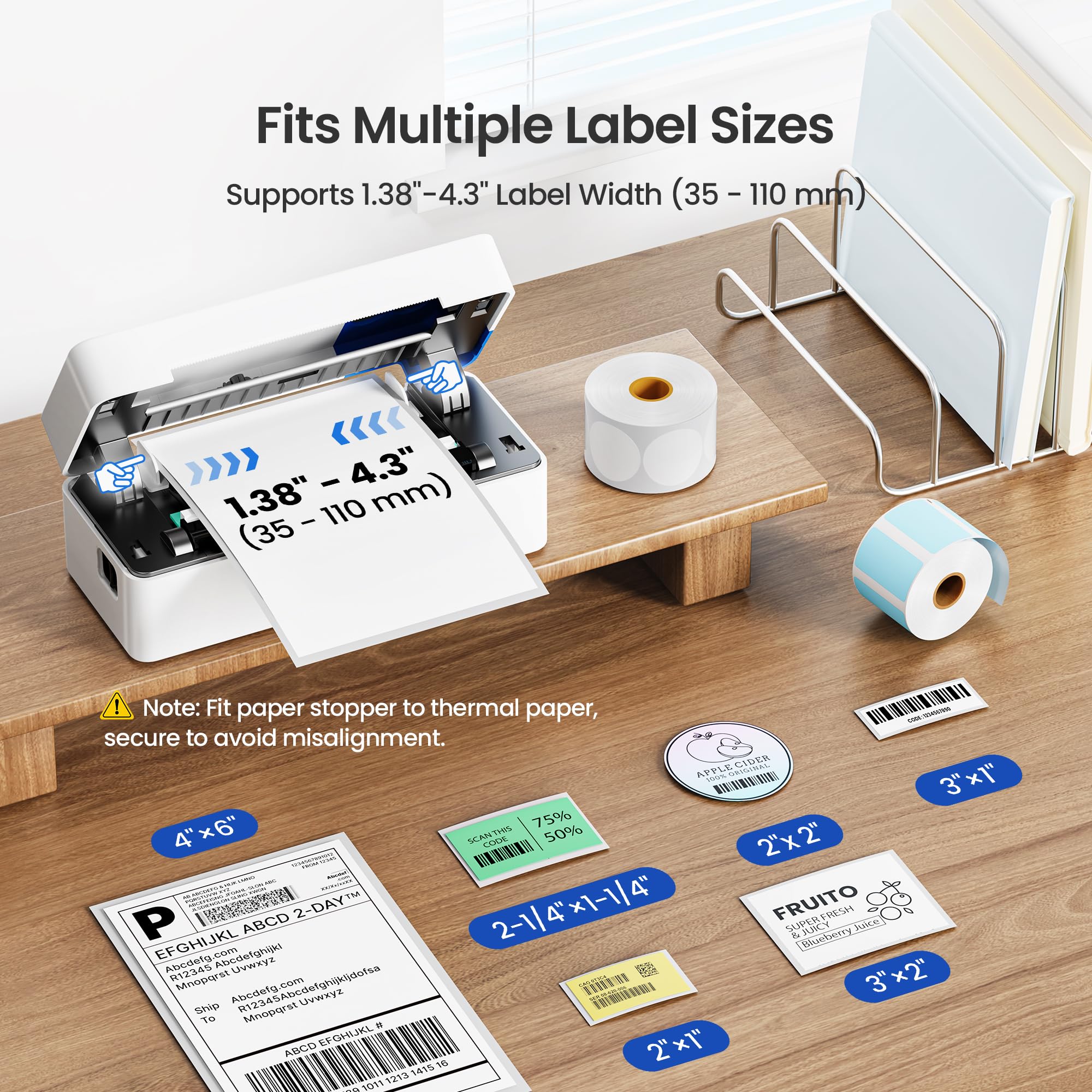 Bluetooth Thermal Shipping Label Printer, 4x6 Portable Thermal Printer, Compatible with iPhone, Android, Windows and Mac, Works with USPS, UPS, Amazon, Shopify, Etsy (White) - 4