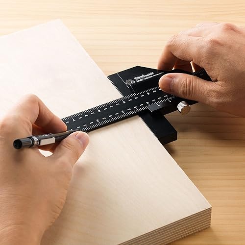 Miniatura 5 de Calibrador vernier profesional doble función para medir y marcar - Herramienta de enmarcado de aluminio y acero todo en uno para uso de carpintería