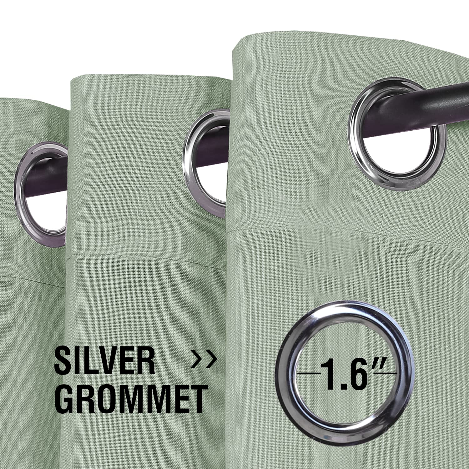 Lanqinglv Gardinen Vorhänge mit ösen Voile Vorhang 2er Set H 160 x B 132 cm,Salbei Grün Leinenoptik Halbtransparent Vorhänge für Wohnzimmer Schlafzimmer Kinderzimmer,Leinen Schiebevorhang