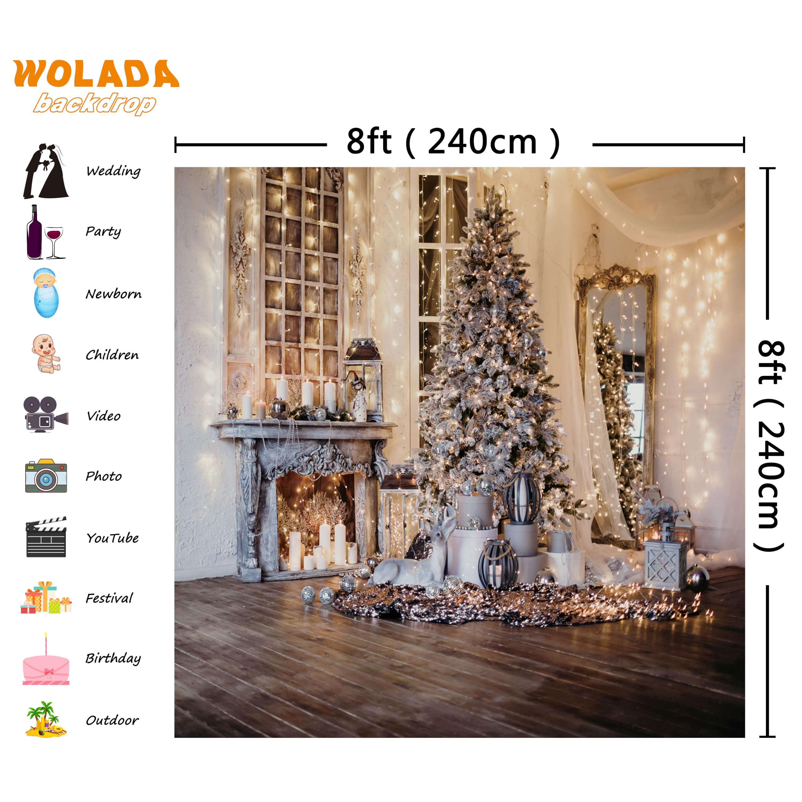 Amazon.co.jp: WOLADA クリスマス背景 クリスマス背景 写真撮影用