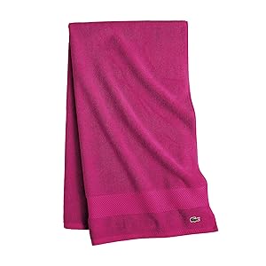 Lacoste Heritage 100% Supima Cotton Bath Towel, Magenta, 30" x 54"  Highly Absorbent & Quick Drying, Premium Super Soft Bath Towel, Bathroom Essential, Gift for All Occasions, Machine Washable