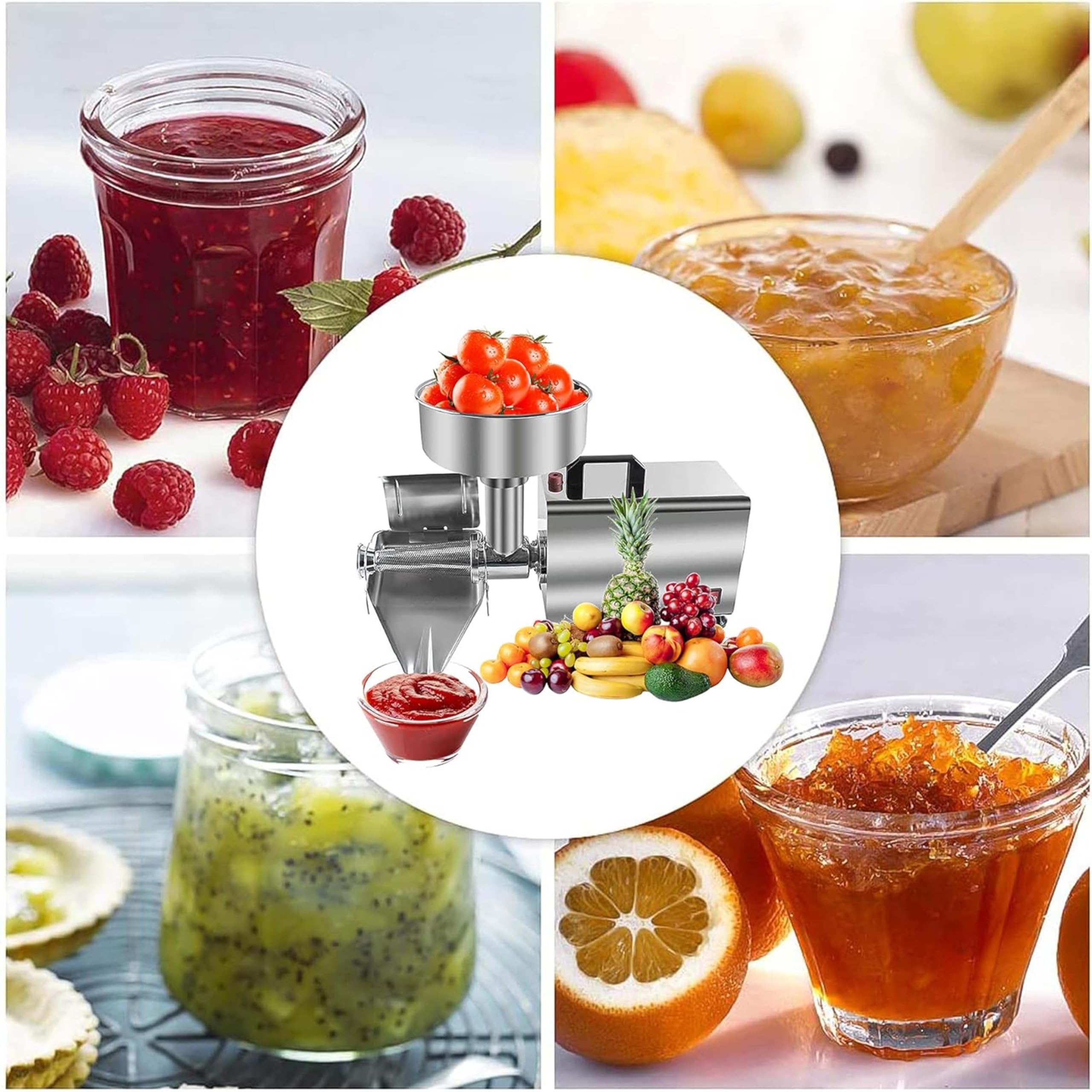 370 W Electric Tomato Punti di Pomodoro Meccanico di cibi Commerciale Pressa marmellata e Salse Squeezer Maker in Acciaio Inossidabile Squeezer per Il Mulino da Cibo per Conserve
