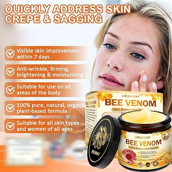 PUROSA Bee Venom Skin Restoration Cream, Professional Bee Venom Skin Treatment Cream, bee venom Repair cream, Natural Ingredients Suitable for All Skin Types (1 Bottle)
