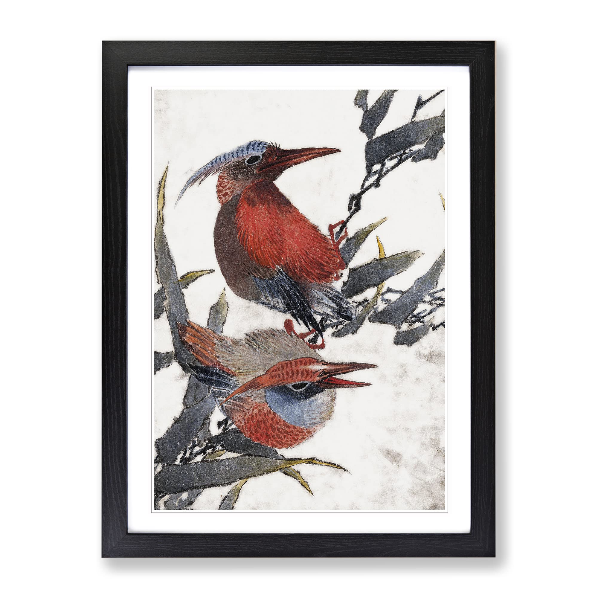 Two Birds By Katsushika Hokusai Asian Japanese Framed Wall Art Print