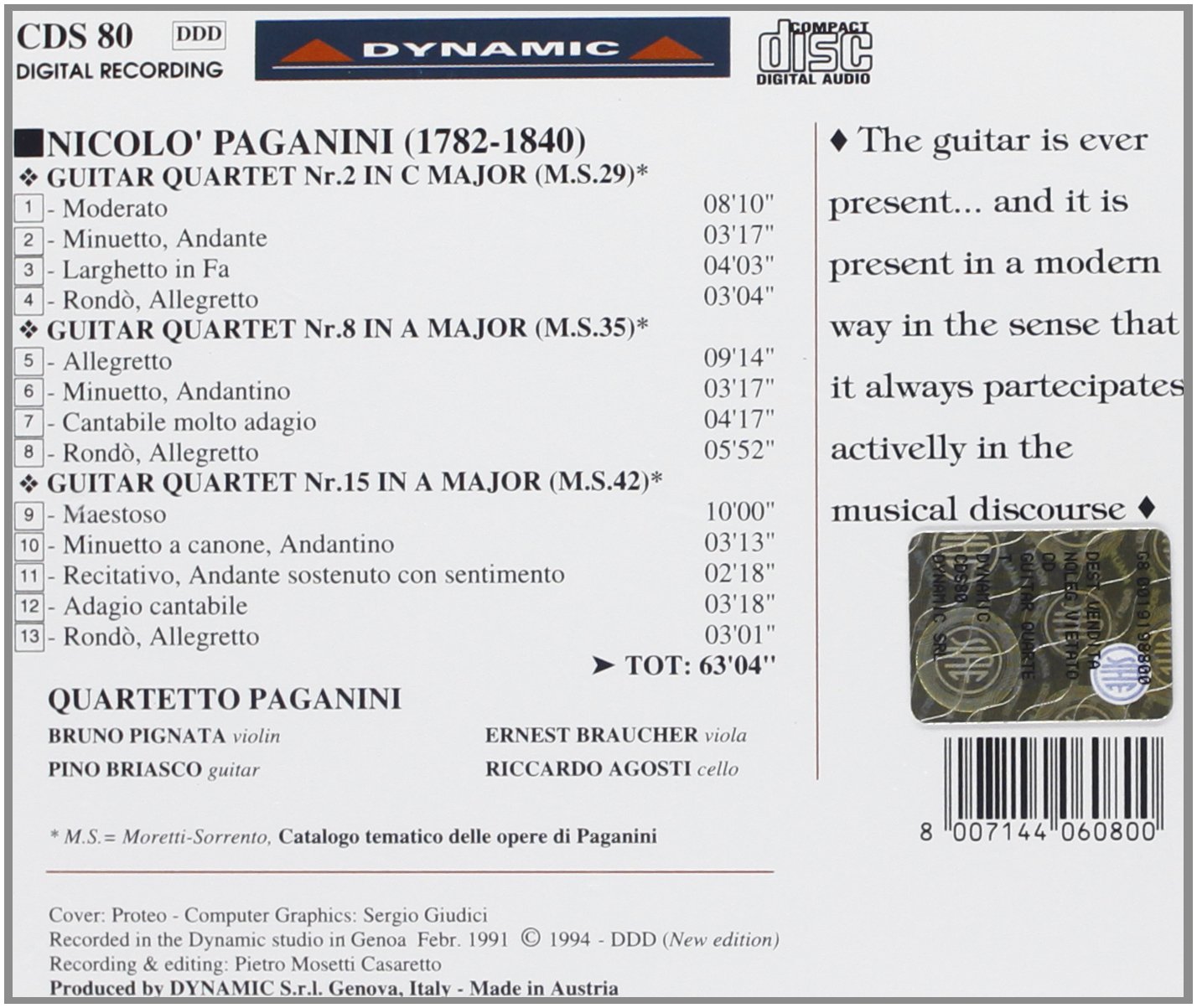 15 Quartets For Strings & Guitar