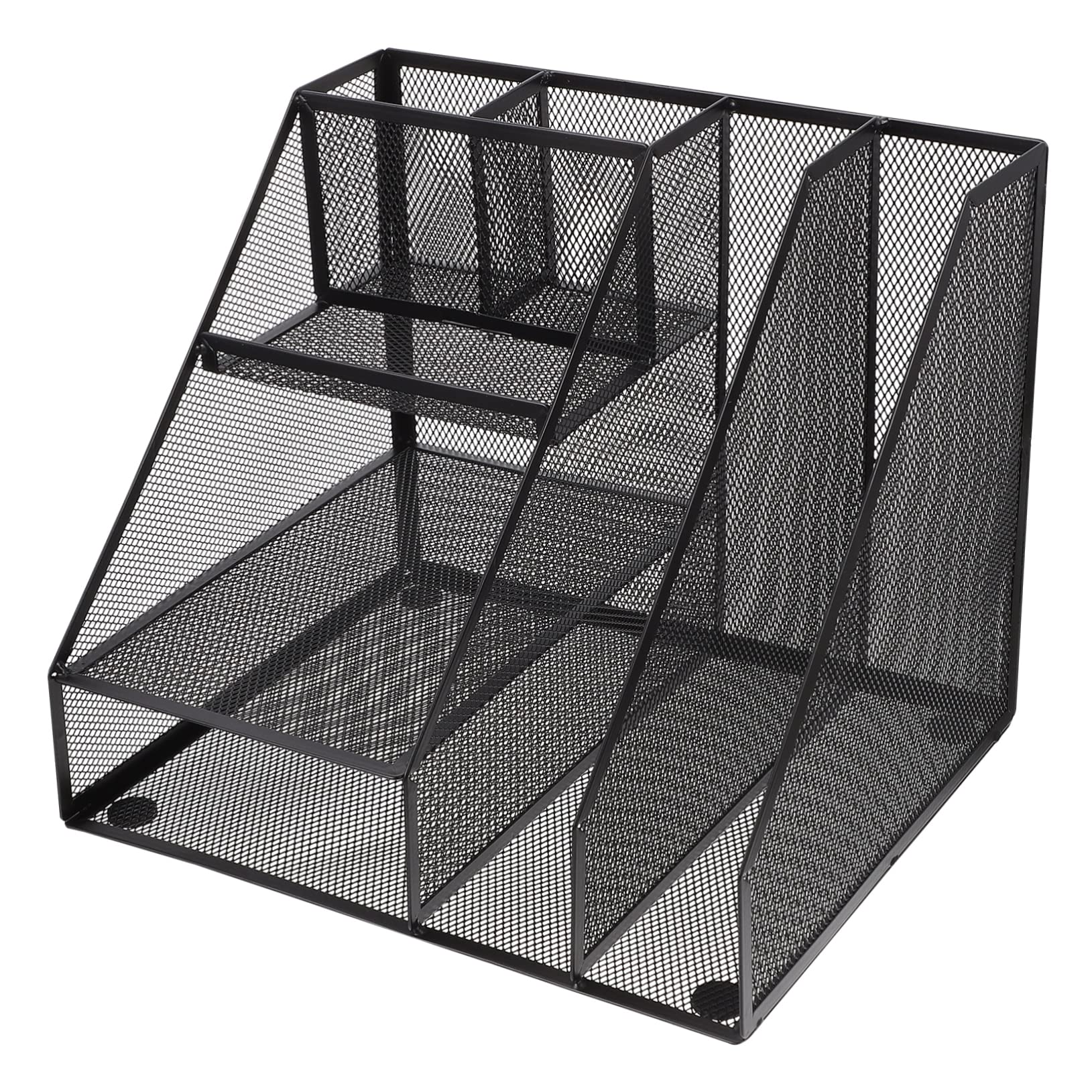 Lurrose 1pièce Organisateur De Bureau Avec Compartiments Support De Rangement Pour Documents Et Fournitures Étagère Multifonctionnelle Pour Bureau Et Maison Couleur Noire