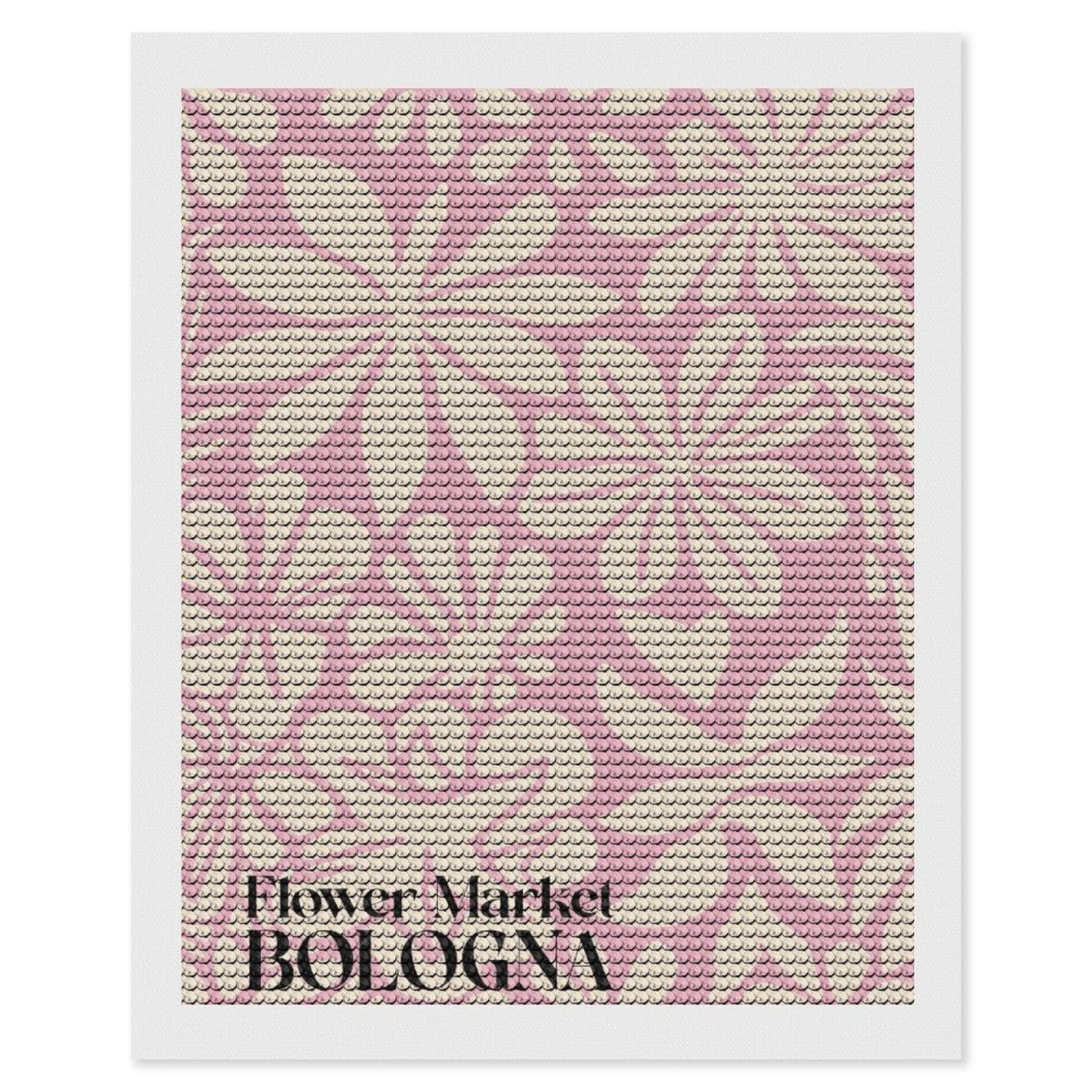 Junmoney Flower Market Bologna Diamond Painting Canvas Set 16"x20", Easy to Enjoy, Adhesive Canvas, Office Decor, Holiday Gift Idea, with Tool Kit