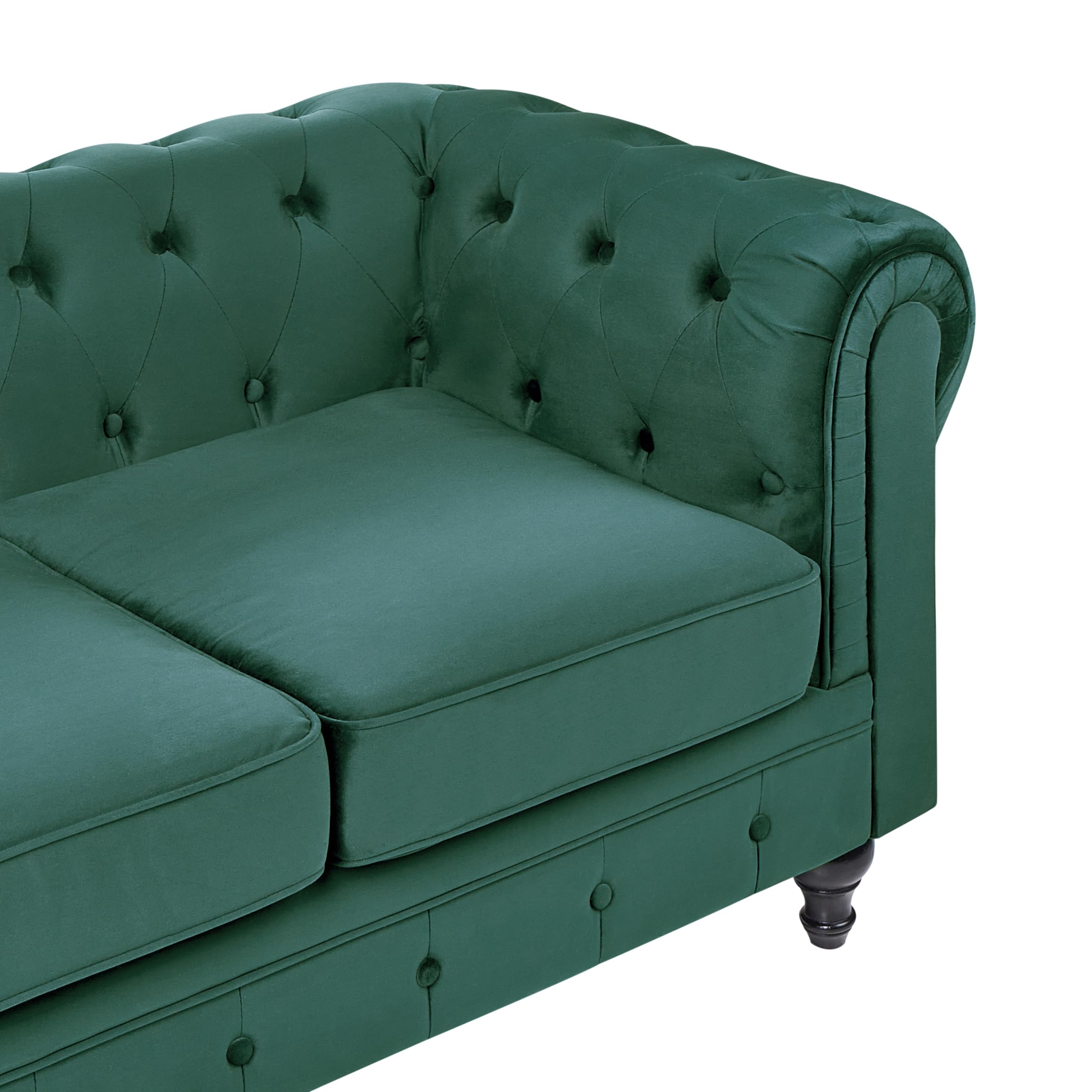 Beliani Divano vintage a 3 posti in tessuto verde