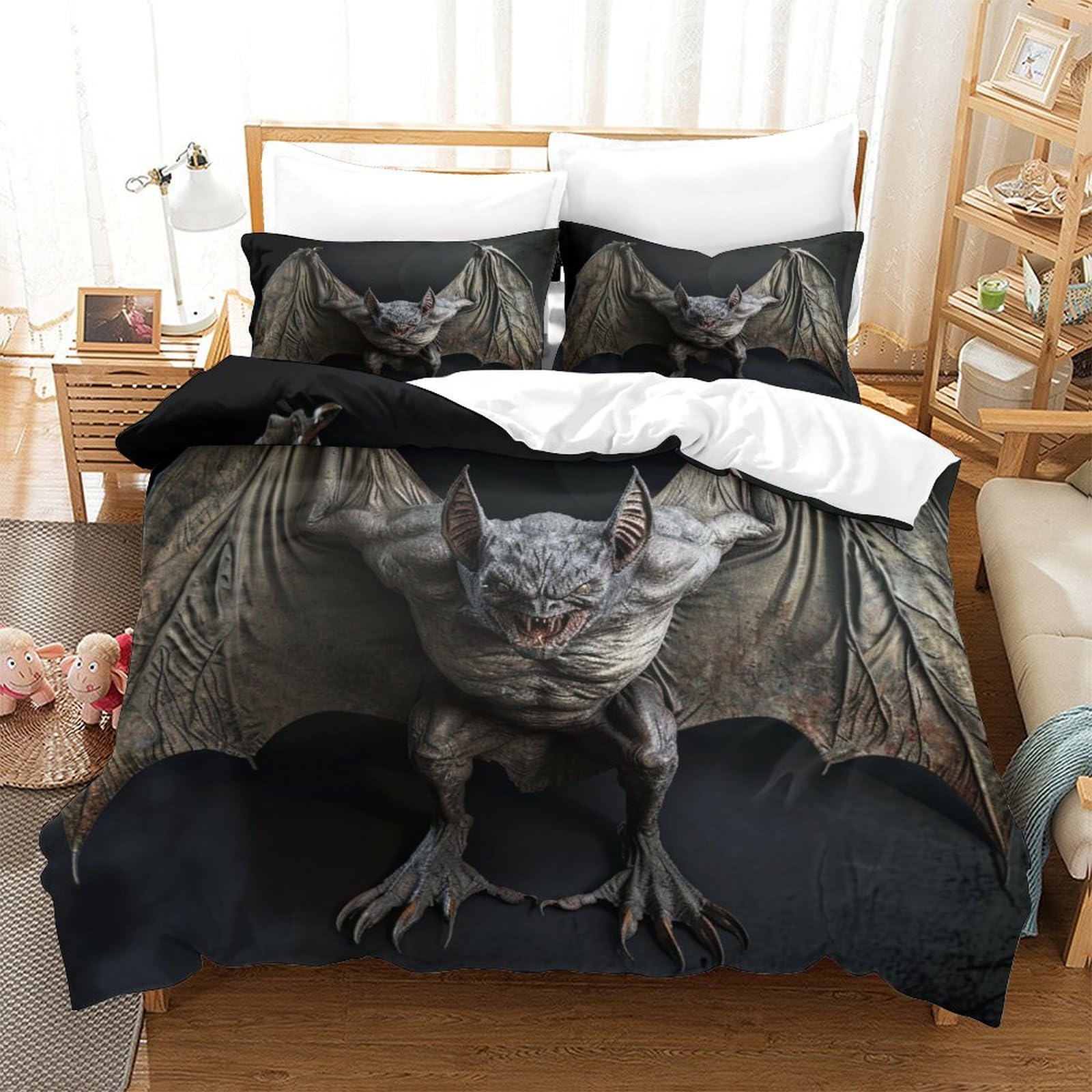 P1S9U7W5Y 3D Printed Fantasy Dragon Duvet Cover Set 3pcs Microfiber Dragon Bedding Set King