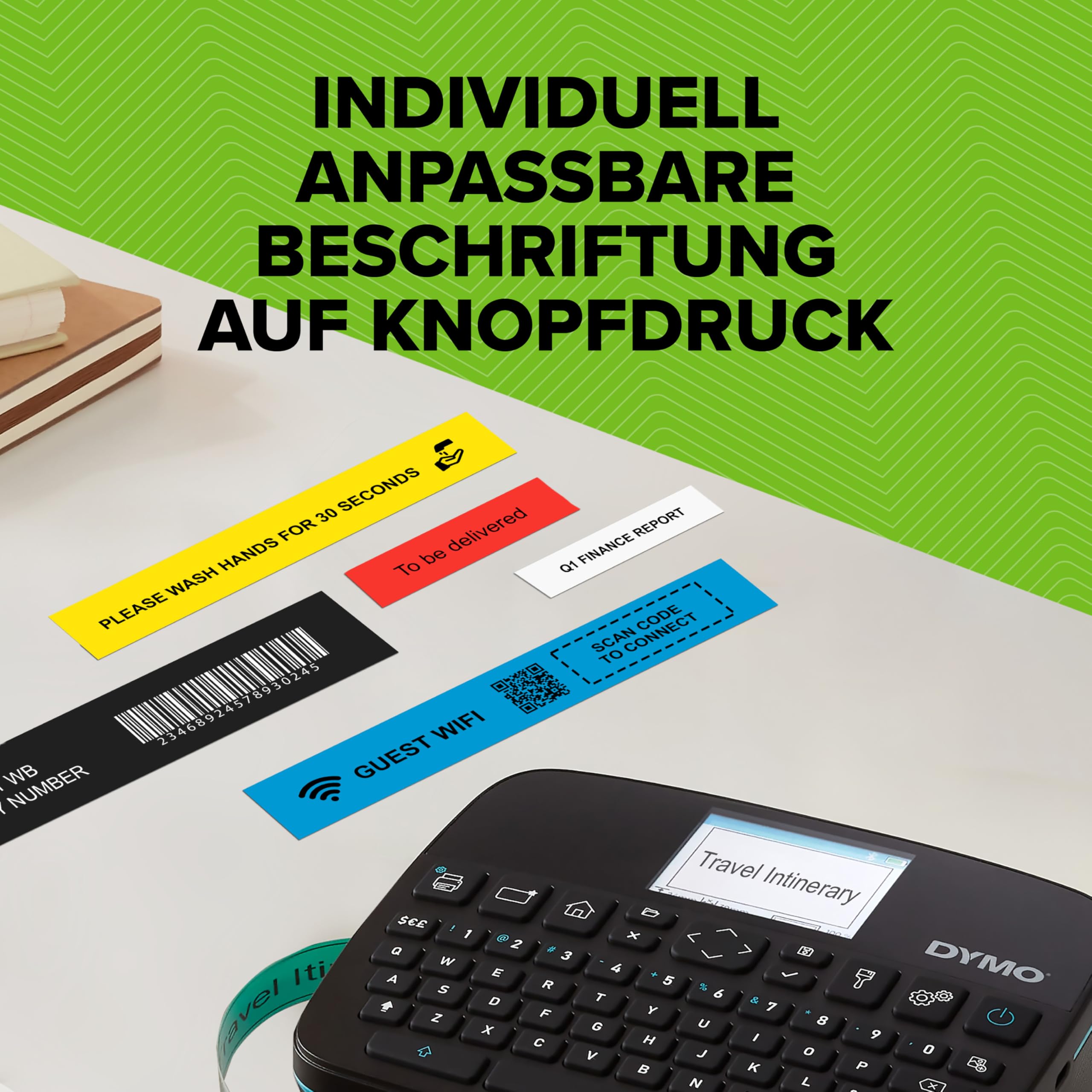 DYMO LabelManager Executive 640CB - Stampante per etichette portatile con borsa per il trasporto e 3 nastri per etichettatura, con tastiera QWERTZ, connettività Bluetooth e USB, compatibile con D1