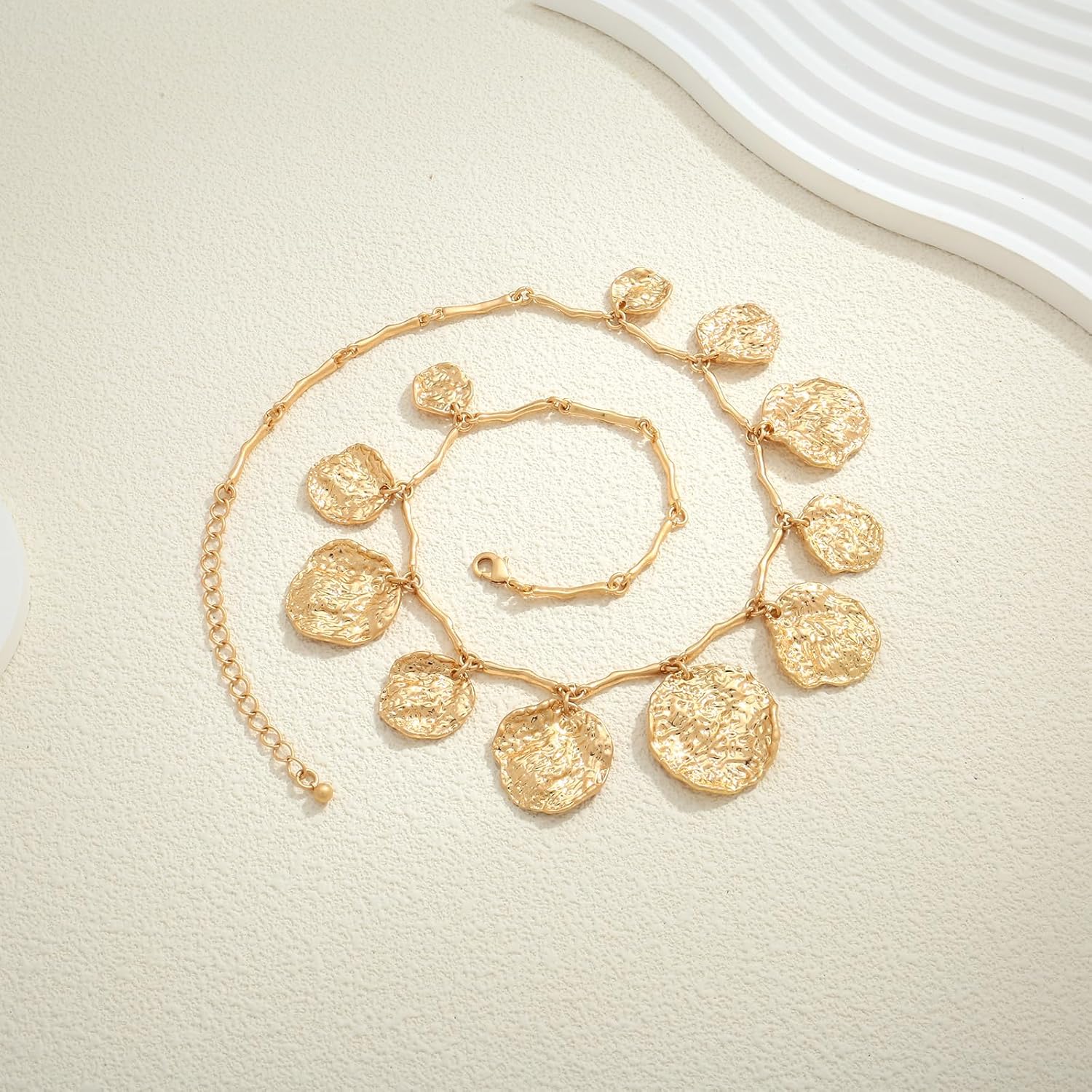 Chunky Multiple Charms Necklace for Women Boho Vintage Adjustable Gold Chain Necklace Bold Statement Round Choker Pendant Necklaces Fashion Heart Necklace - Image 6