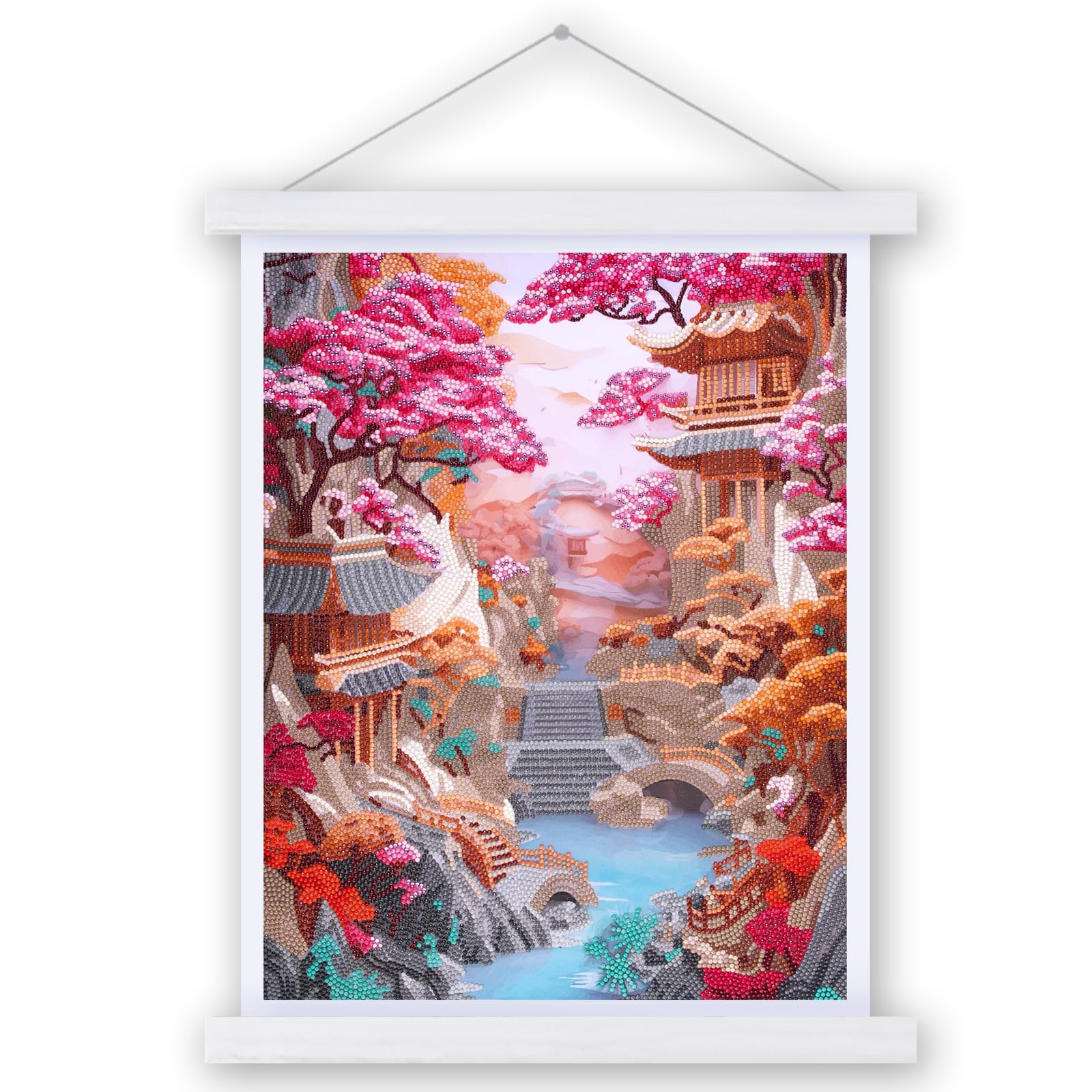 Broderie Diamant Jardin Japonais 35x45 cm Toile Adhésive Strass