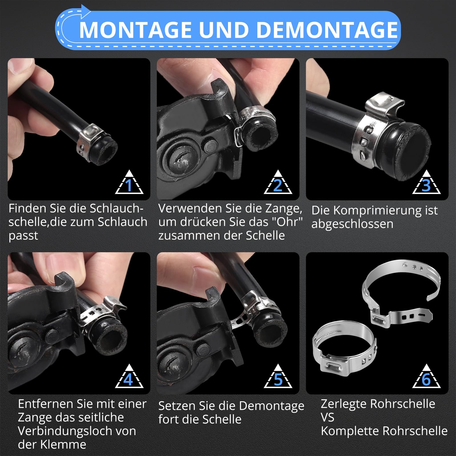 180-teiliges Edelstahl Schlauchschellen Set - 12 Größen 5.8-33.1mm