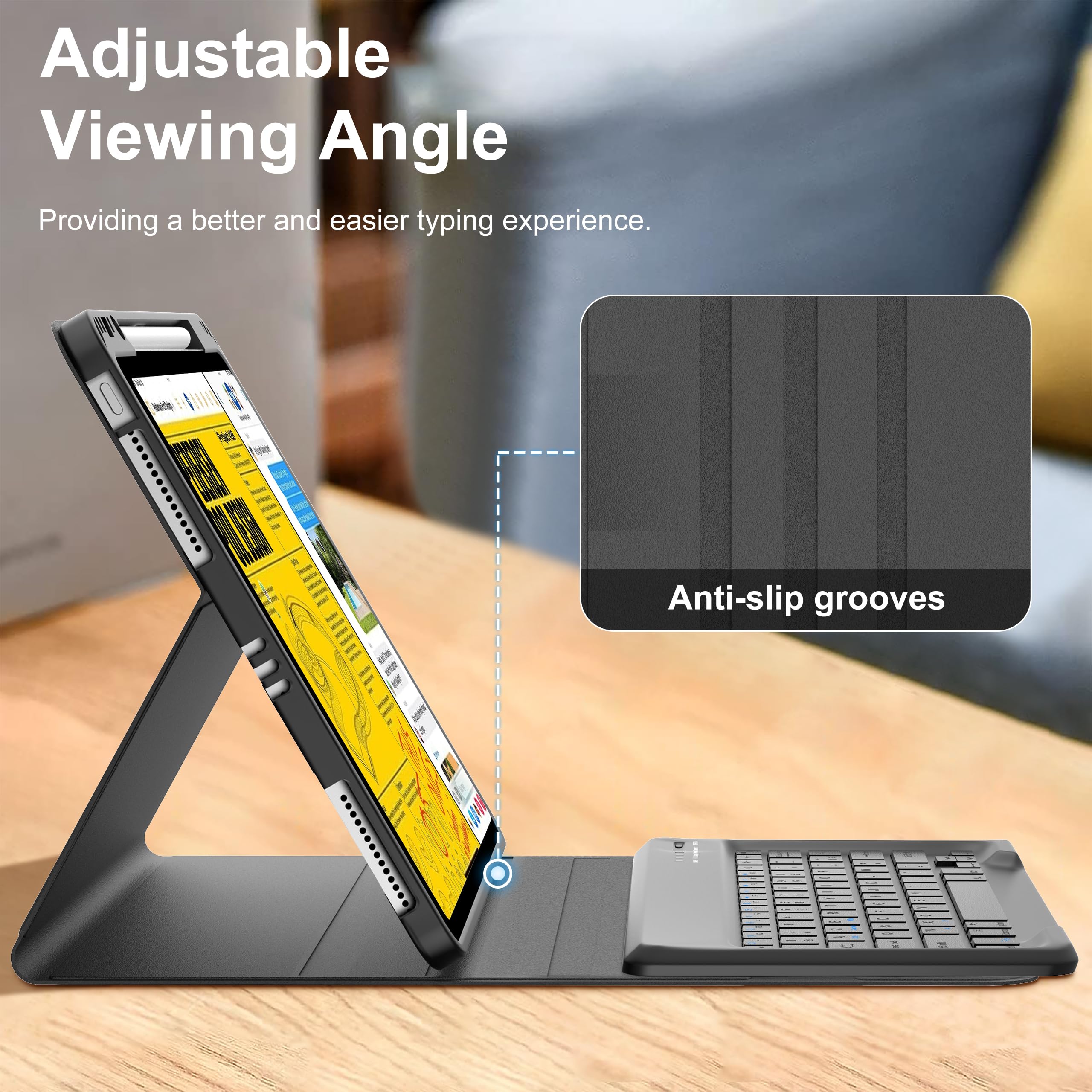 D DINGRICH Keyboard Case for iPad Air 13 inch (M2) 2024, Smart Folio Cover with Pencil Holder, Rechargeable, Magnetic Wireless Keyboard for iPad Air 13”, Only Compatible with Model A2898/A2899/A2900