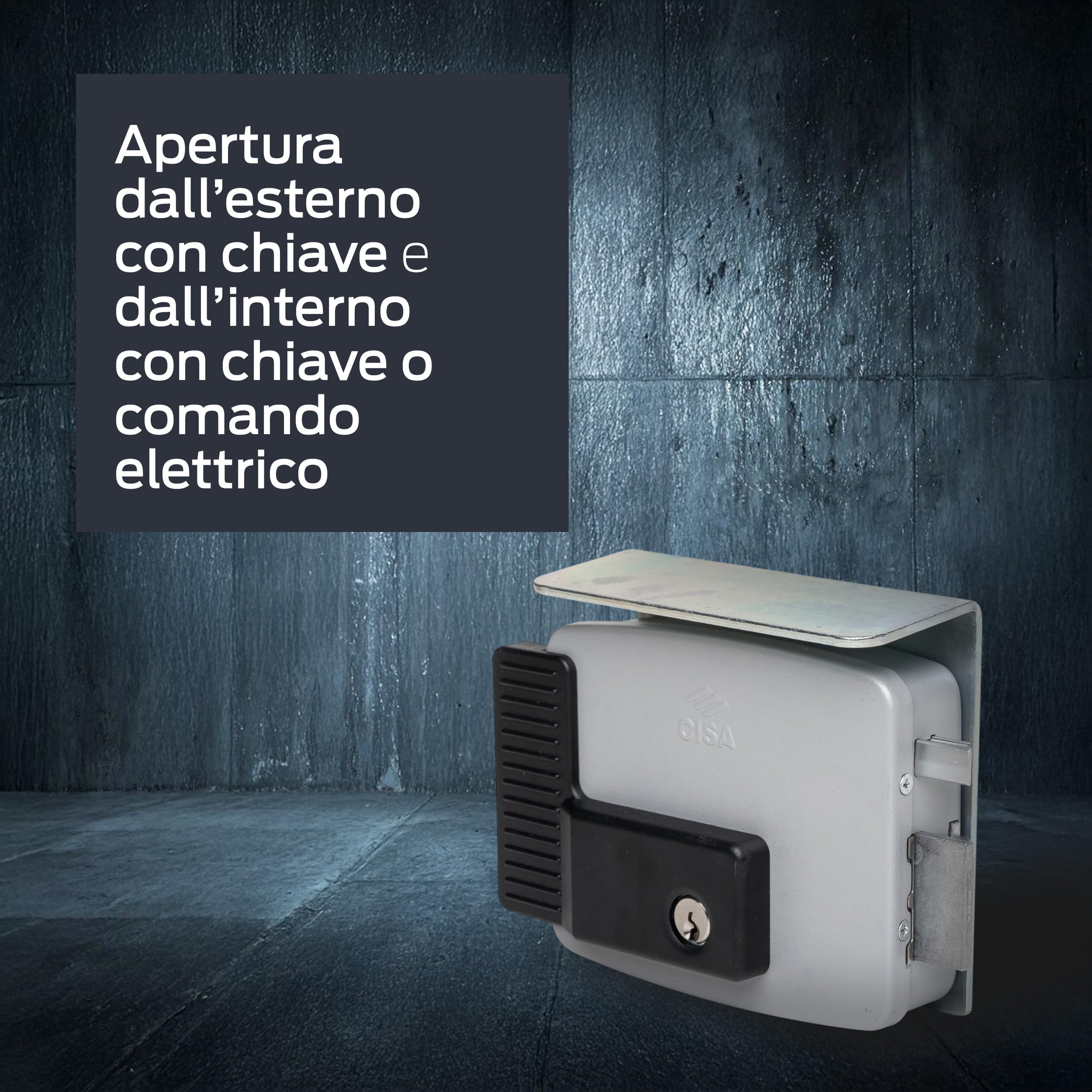 CISA - Serratura Elettrica da Applicare 111721601N7 - Elettroserratura CISA in Acciaio Verniciato con Chiave Interna - Cancello Esterno Entrata 60 Regolabile - Mano Destra - Finitura Grigio Alluminio