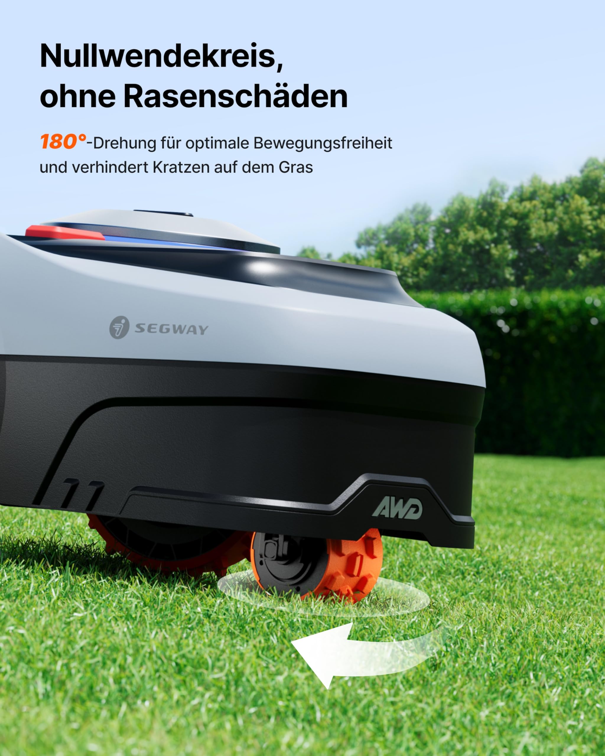 Segway Navimow i205 AWD (Neuer i105E) Mähroboter ohne Begrenzungskabel mit Garage S, für 500 m², Allradantrieb für 45% Steigung, NRTK+Vision, Keine RTK Antenne erforderlich (Getrennter Versand)