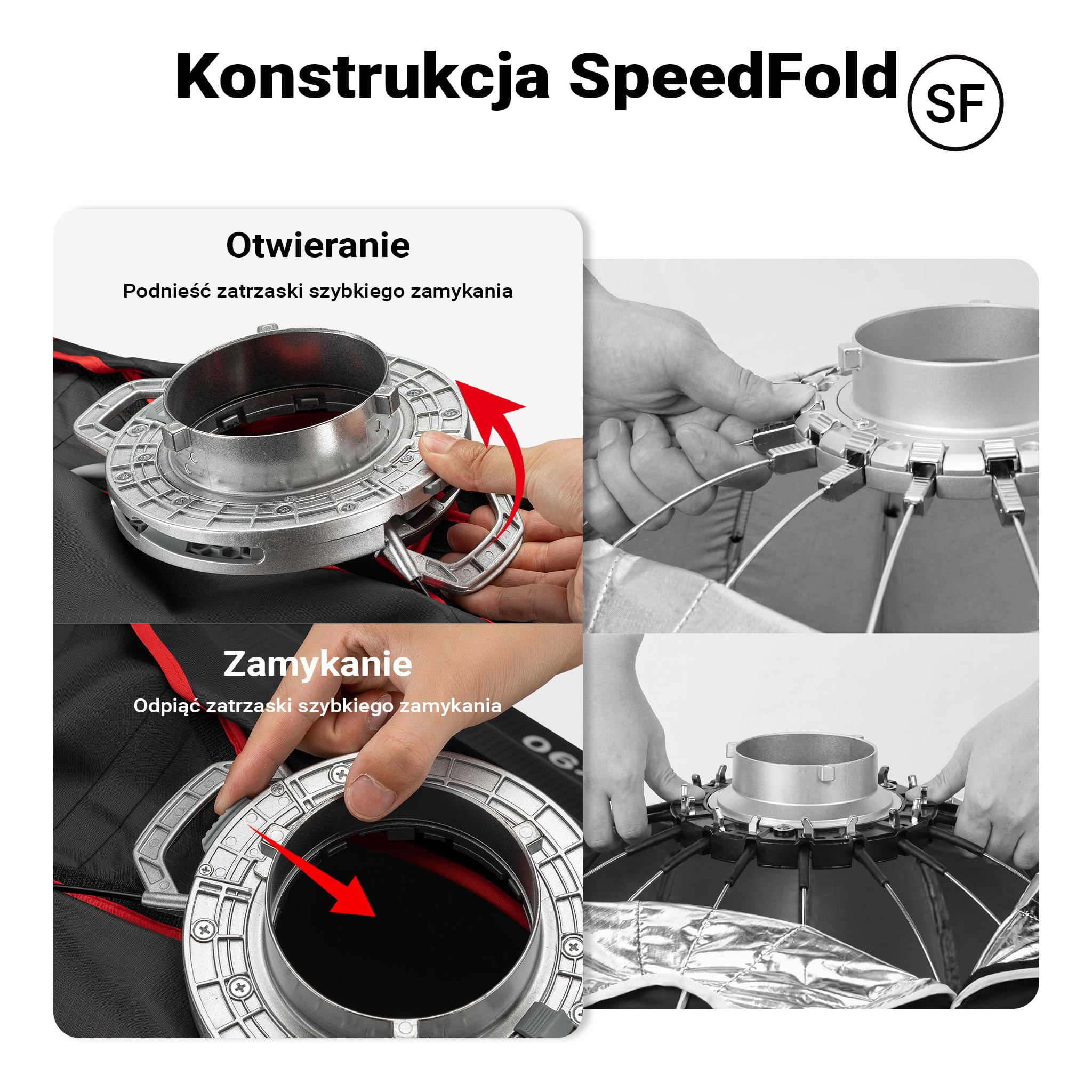 Multiblitz Softbox SF-60x90 Bowens, z siatką i dyfuzorami, modyfikator światła do lamp studyjnych i stałego światła LED, dyfuzor światła do fotografii portretowej i oświetlenia filmowego