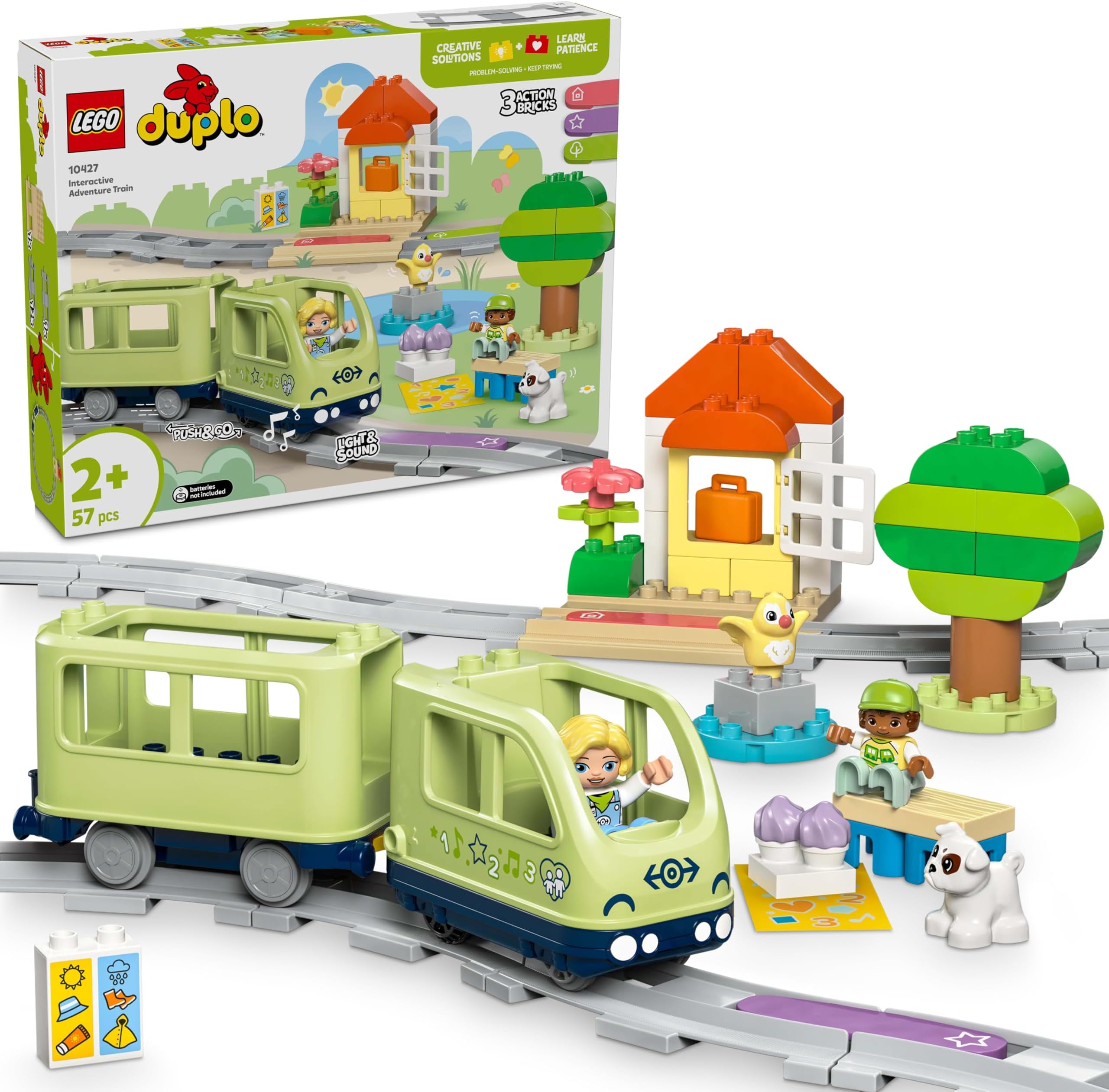 LEGO DUPLO Interactive Adventure Train Set - Toddler Learning Toy for 2+ Year Old Boys & Girls - incl. 14 Track Pieces, Action Bricks with Sound and 4 Figures - Gift Idea - 10427