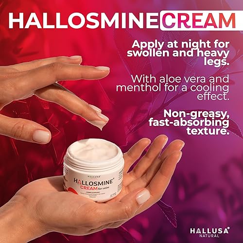 Miniatura 4 de Crema Hallosmine para venas, paquete de 2 + diosmina extra de hallosmina gratis + castaño de indias y hesperidina, circulación de piernas, soporte