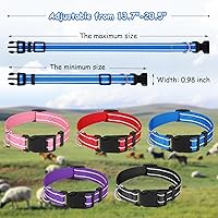Vista 2 de Paquete de 5 collares reflectantes de cabra con campanas, juego de collar de nailon ajustable y campanas de cobre para pastoreo de caballo, oveja