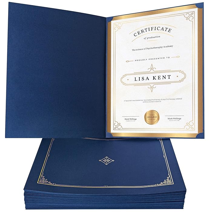 Buy (30 Count) Navy Blue Certificate Holders 8.5 x 11 Diploma Cover