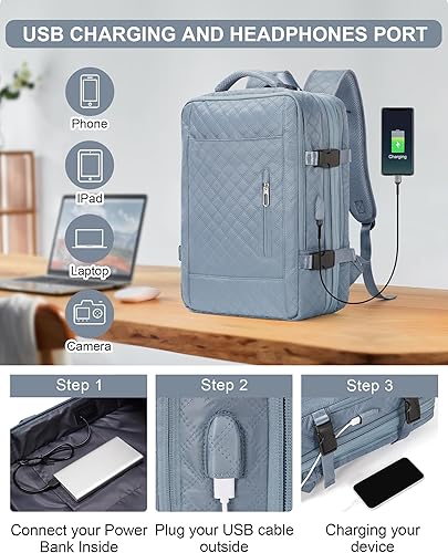 Miniatura 3 de Mochila de viaje grande para mujer, mochila de transporte, mochila de senderismo, mochila impermeable para deportes, escuela, portátil, mochila, 95-