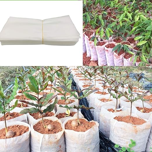 SUMTORY 50pcs Biodegradable Plant Starter Pots for Seedlings Nursery Bags Fabric Planter 12.58�13.76