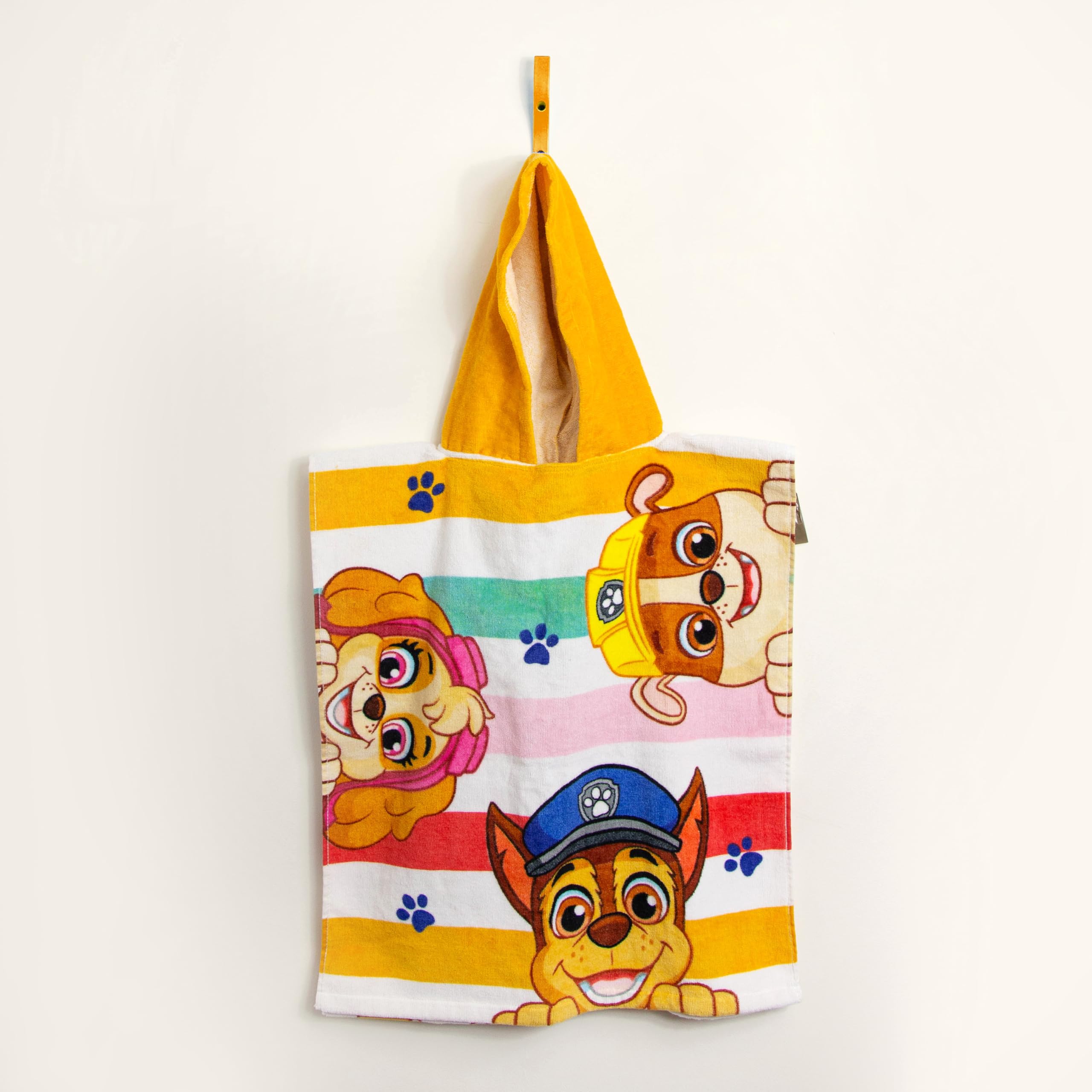 Character World Poncho Officiel Paw Patrol à Capuche | Super Doux au Toucher, Motif ensoleillé avec Chase, Rubble et Skye | Peignoir de Bain Parfait pour la Maison, Le Bain et la Plage, 55 x 50 cm