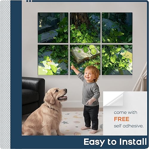 Miniatura 16 de BUBOS Paquete de 8 paneles acústicos artísticos insonorizados, paneles de pared de 47.2 x 31.4 pulgadas, paneles de pared acústicos decorativos