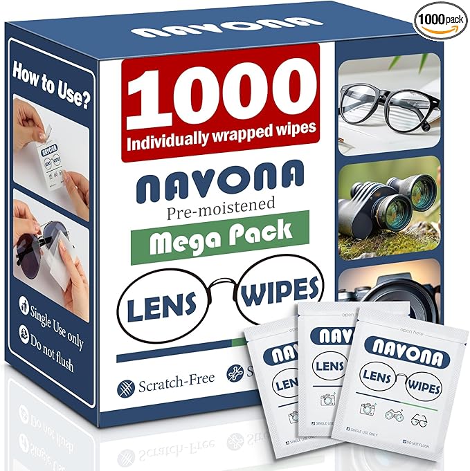 1000 Count Lens Wipes for Eyeglasses - Pre-Moistened Wipes