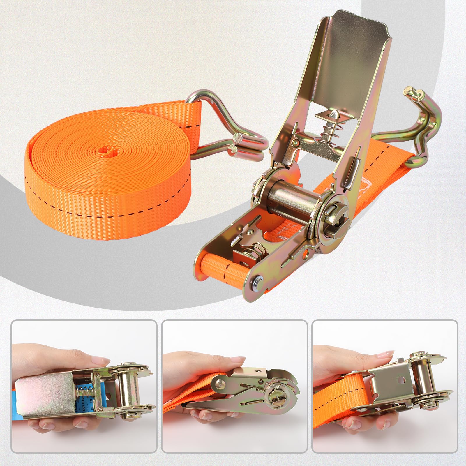 12 Stück Spanngurte mit Haken Ratsche - 5m 800kg 0.8T Zweiteilig 25 mm Ratschengurt,Spanngurt,Zurrgurte für Ladungssicherung TÜV/GS Zertifiziert (Orange)