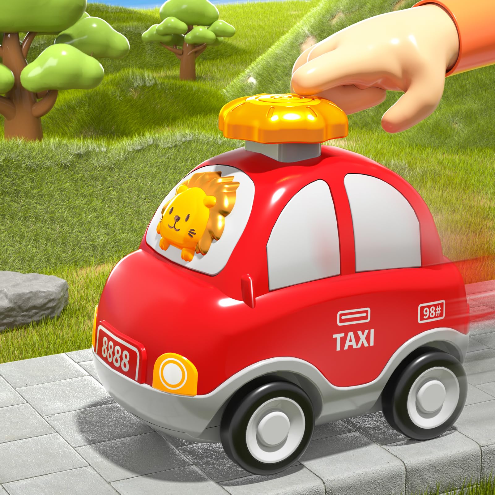 Beby Buty Baby Toy Cars for Toddler 1 2 3 4 5 4PCS Animal Press and Go Cars Baby Toys for 3-5 Year Old, Toddler Toy Cars 3 4 5 Years Old Boys Birthday Gifts