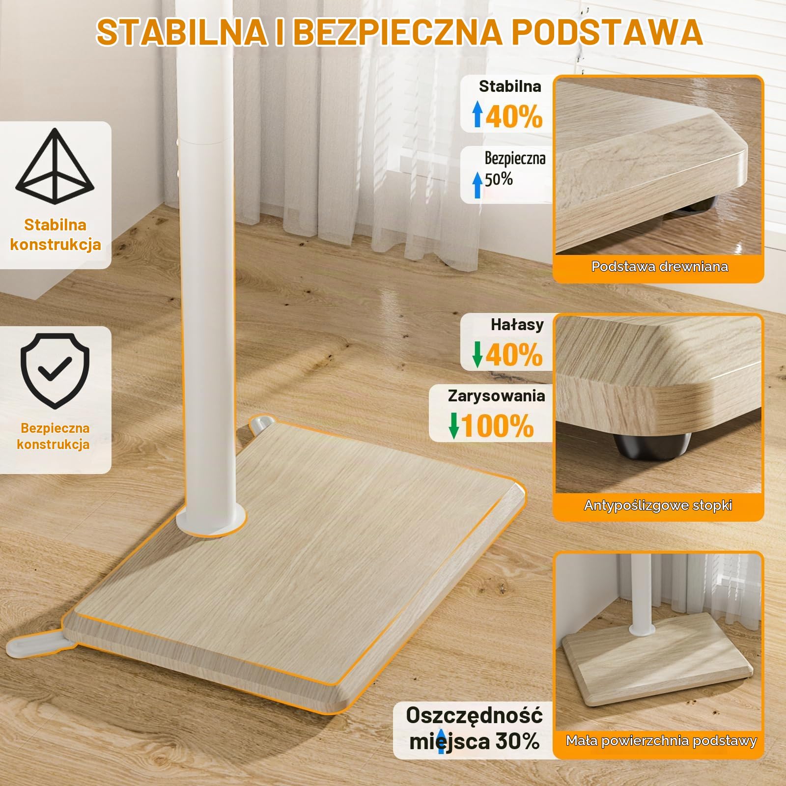TVON Stojak pod telewizor, stojak pod telewizor o przekątnej 32-65", z regulacją wysokości, wychylny, maks. VESA 400 x 400 mm do 40 kg (beżowy)