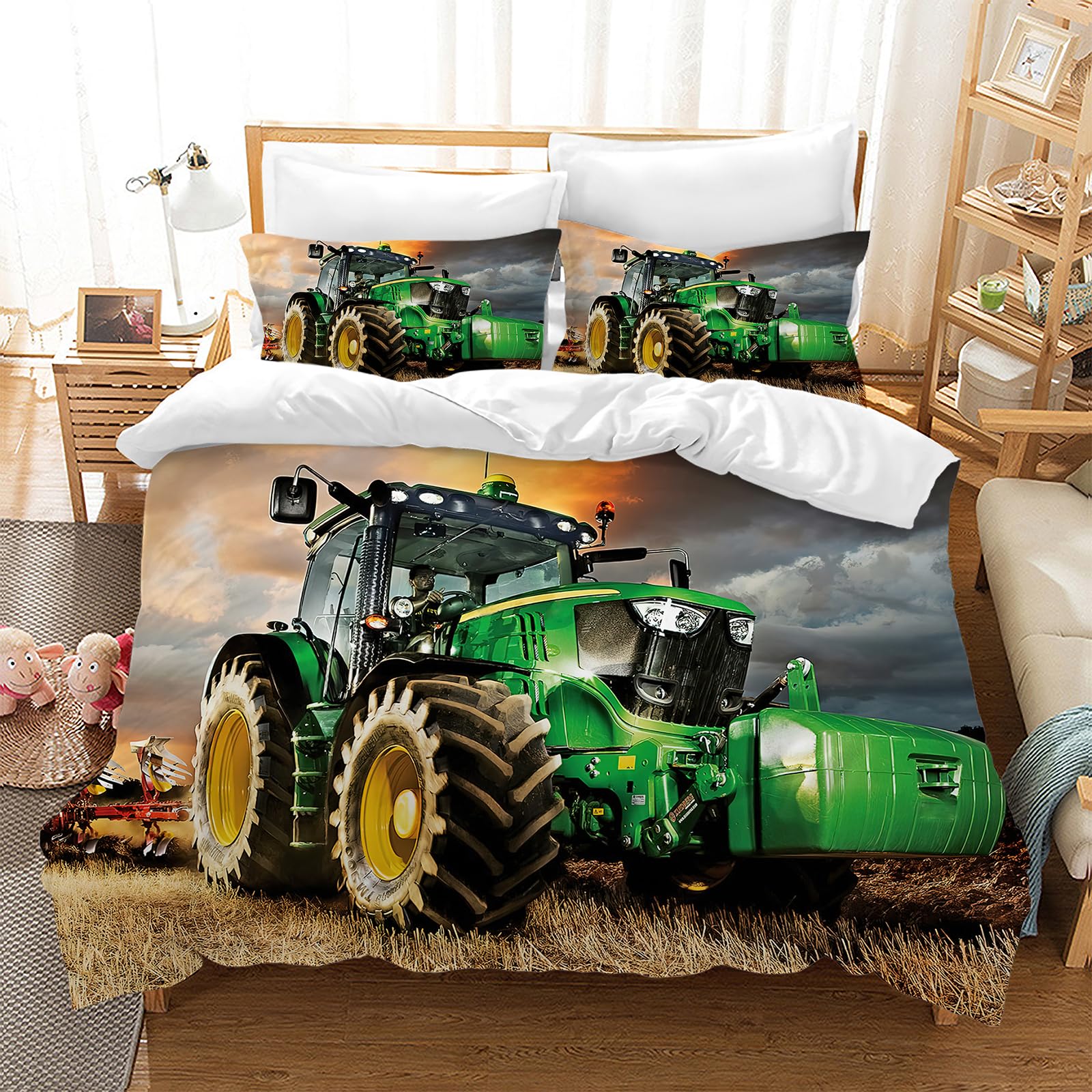 3D Tractorbeddengoedset, 3-delig, tractor, kinderbeddengoed, met