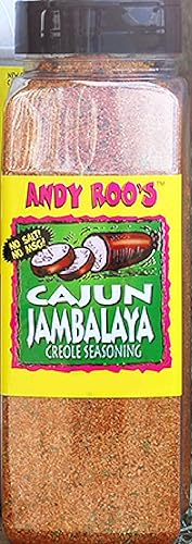 Andy Roo's Cajun Jambalaya condimento criollo, coctelera a granel de 20 onzas (sin sal, sin mezcla MSG)