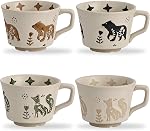 12oz Vintage tasse de café en céramique 4 - Mugs de café rustique à la main avec poignée, Latte d'hiver à l'automne, Espresso Cappuccino, Cocoa,Tea Cups, Lave-vaisselle Micro-ondes Safe(Plantes)