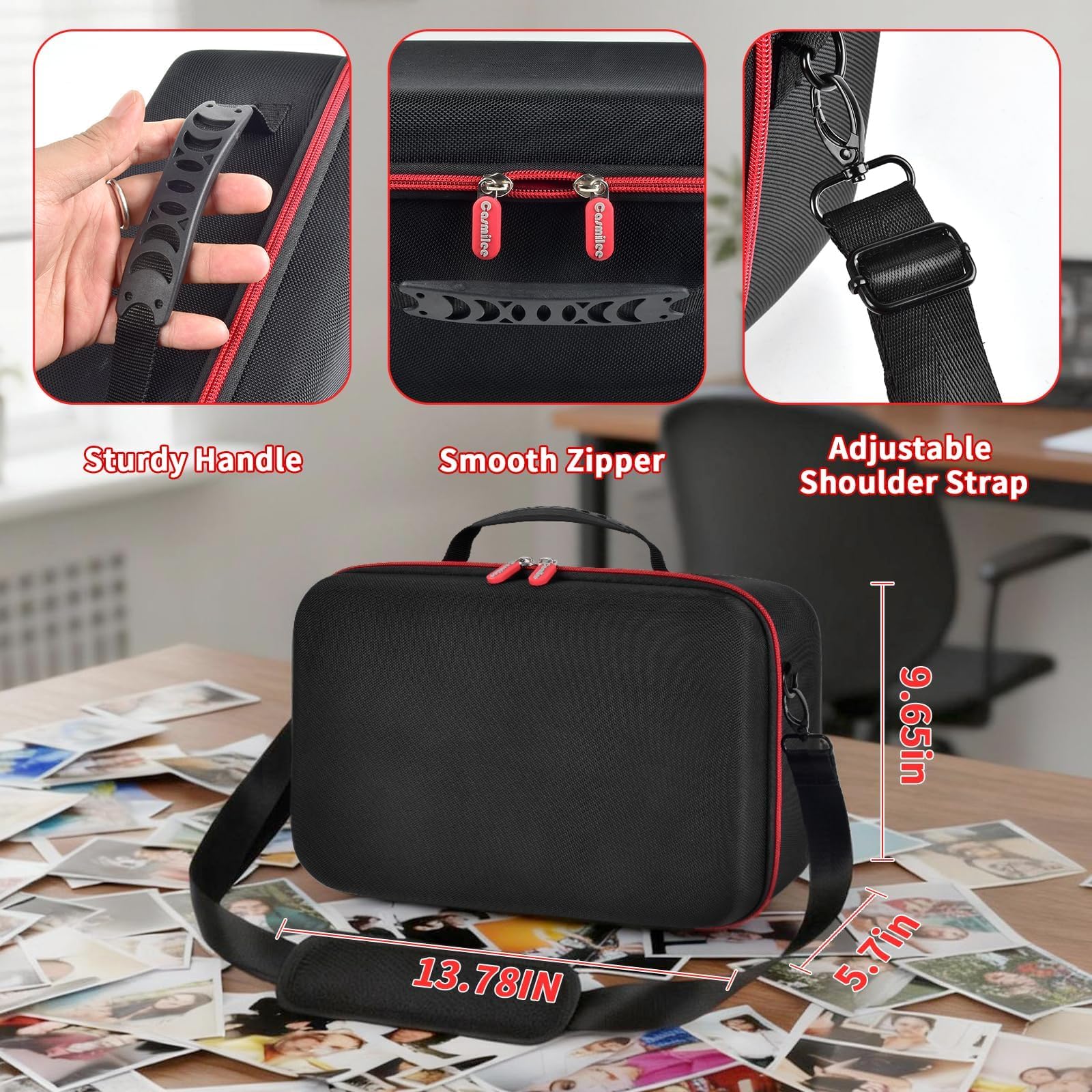 Custodia per fotocamera Canon EOS Rebel T7/R50/R6 Mark II/R100, per Sony Alpha 7 IV/ ZV-E10/ A6400/ A6700/A6100, per Nikon D7500 DSLR SLR, borsa per obiettivo/batteria/treppiede, con tracolla - solo