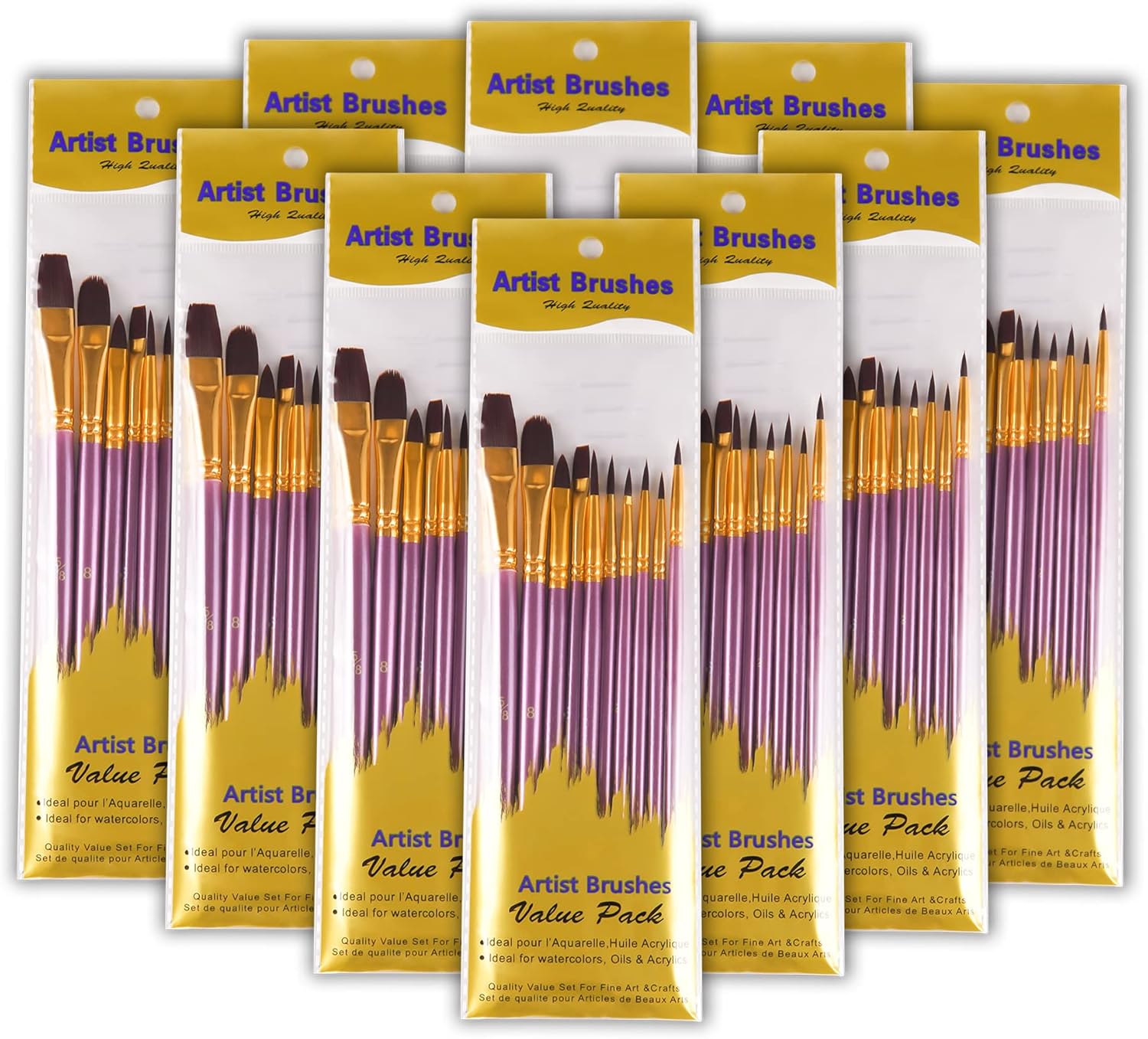 bemece 100Pcs Professional Paint Brush Set, Nylon Acrylic