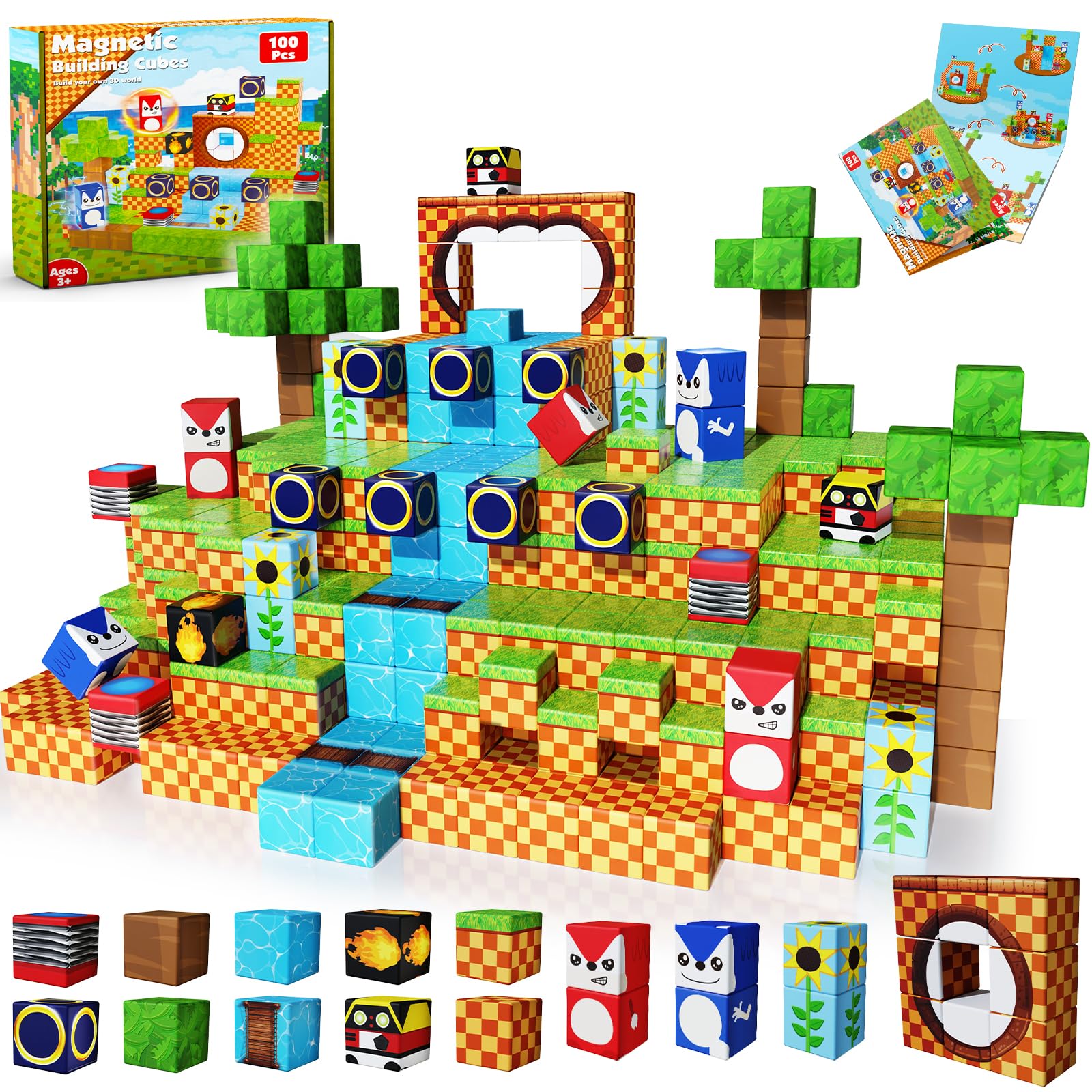 Magnetic Blocks, 100PCS Magnetic Building Blocks Build Mine World
