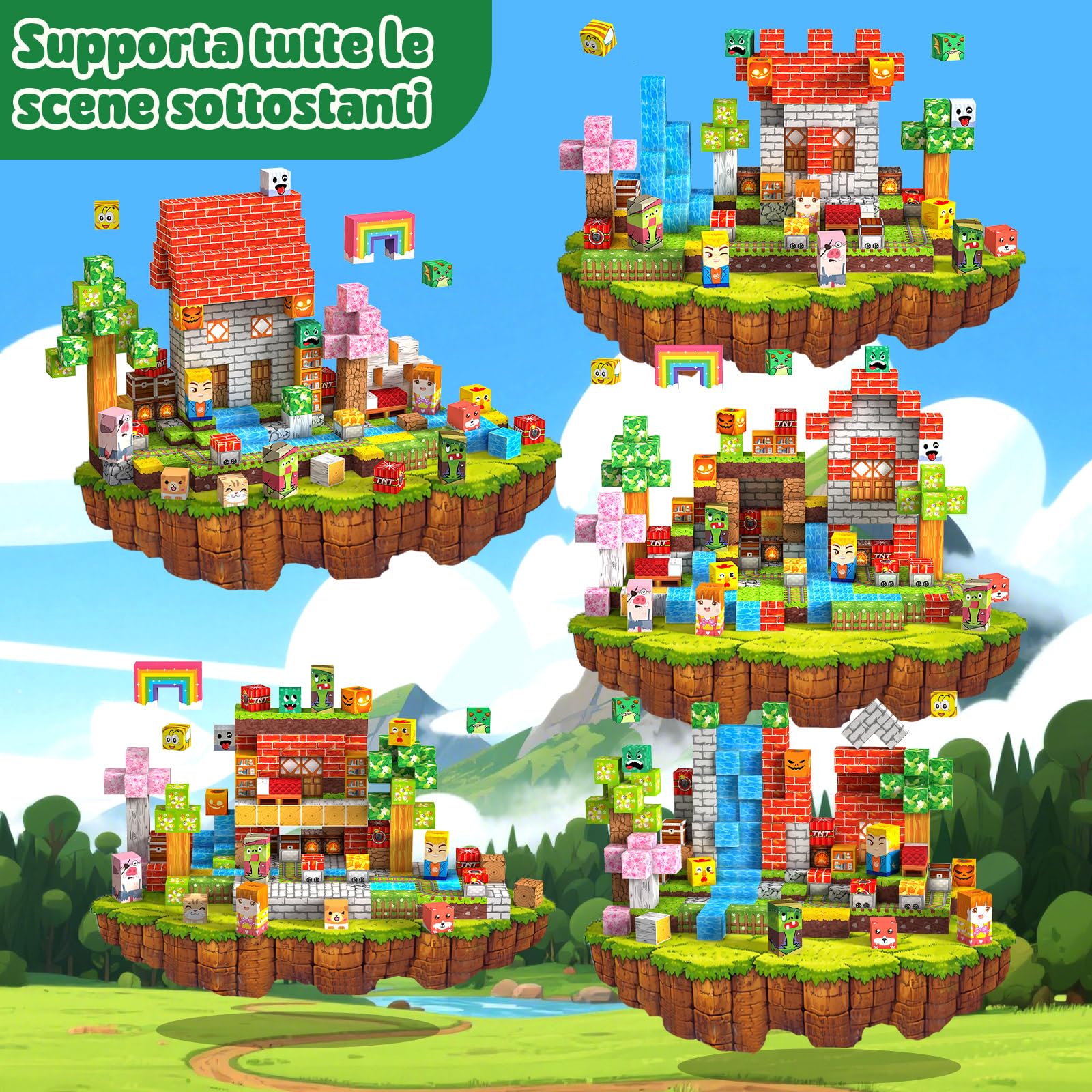 Costruzioni Magnetiche per Bambini 220 PCS 2CM 3+. Giochi cubi magnetici Montessori, blocchi magnetic building blocks, giocattoli per bambini da 3 a 12 anni, regali di compleanno ideali per ragazzi